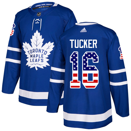 Adidas Maple Leafs #16 Darcy Tucker Blue Home Authentic USA Flag Stitched NHL Jersey
